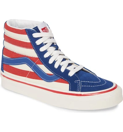 Vans Sk8 Hi Anaheim Factory Sneakers-blue In Blue/ Red Stripes