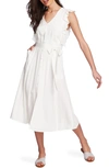 1.state Sleeveless Ruffle-trim Midi Dress In Soft Ecru