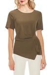 VINCE CAMUTO SIDE PLEAT MIXED MEDIA BLOUSE,9139006