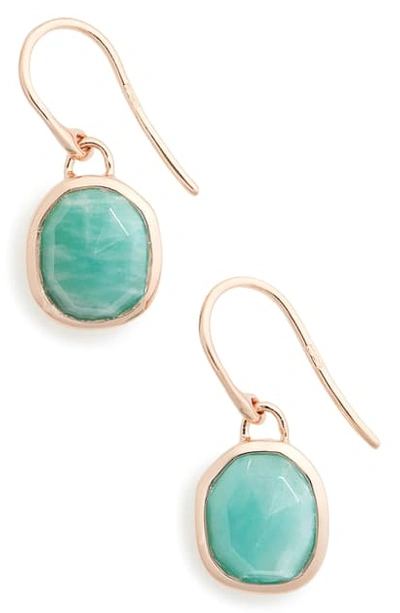 Monica Vinader Siren Semiprecious Stone Drop Earrings In Amazonite/ Rose Gold