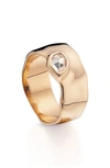 Monica Vinader 'siren' Wide Band Ring In White Topaz/ Rose Gold