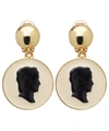 OSCAR DE LA RENTA CAMEO PORTRAIT CLIP-ON EARRINGS,5057865752105