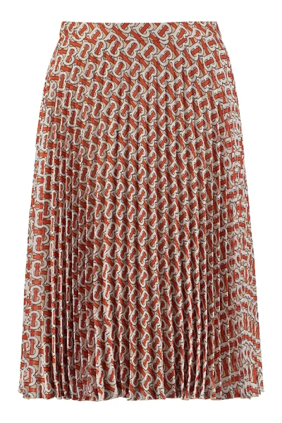 Burberry Printed Pleated Skirt In Beige