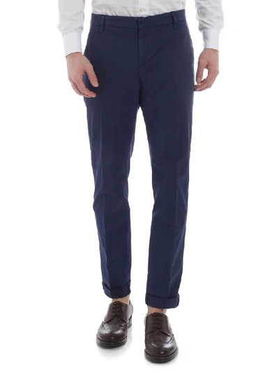 Dondup Gaubert Cotton Blend Trousers In Blue