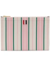 THOM BROWNE LIGHT PINK VARIEGATED STRIPE POUCH
