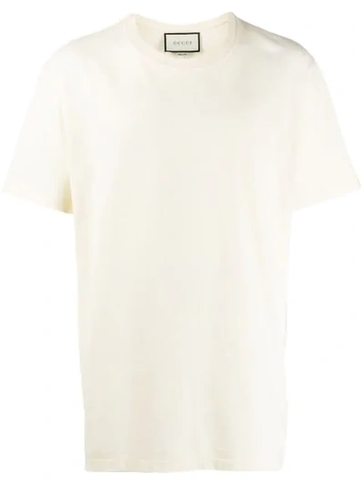 Gucci Logo-print Distressed Cotton T-shirt In Milk Black