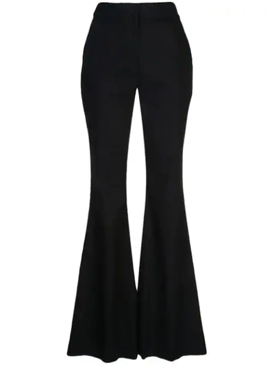 Adam Lippes Textured High-rise Flare Trousers In Black