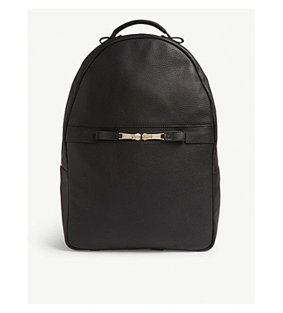 Reiss Huntington Leather Backpack In Black
