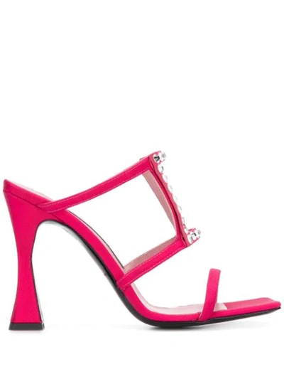 Les Petits Joueurs 100mm Hoya Embellished Grosgrain Sandals In Pink