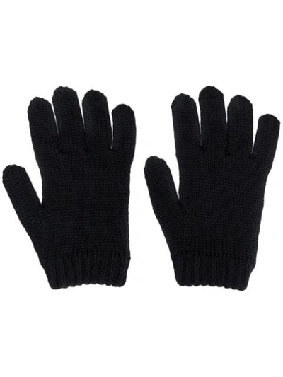 Prada Lightning Bolt Knitted Gloves In Black
