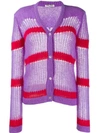 MIU MIU MIU MIU OPEN-KNIT CARDIGAN - PURPLE