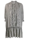 See By Chloé Pussy-bow Ruffled Gingham Crepe De Chine Dress In Gray