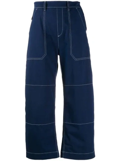 Chloé Stitching Detail Cropped Trousers In Blue
