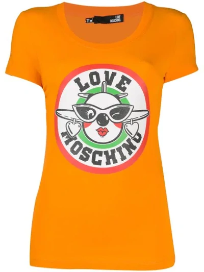 Love Moschino Logo T-shirt In Orange