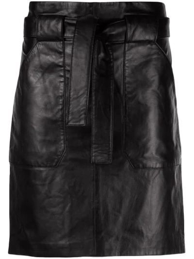 Anine Bing Laurie Paperbag Waist Leather Miniskirt In Black
