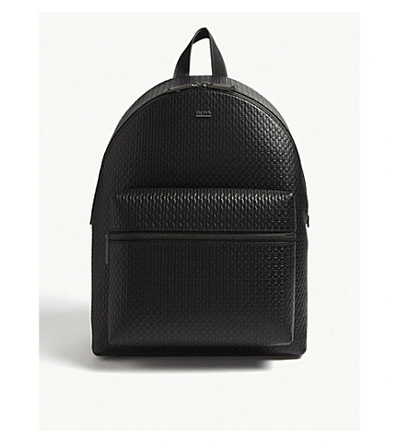 Hugo Boss Crosstown Logo Embossed Leather Backpack In Black