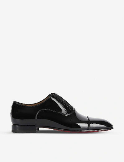 Christian Louboutin Alpha Male Patent-leather Derby Shoes In Black