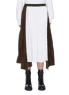 SACAI Contrast colourblock melton panel pleated skirt