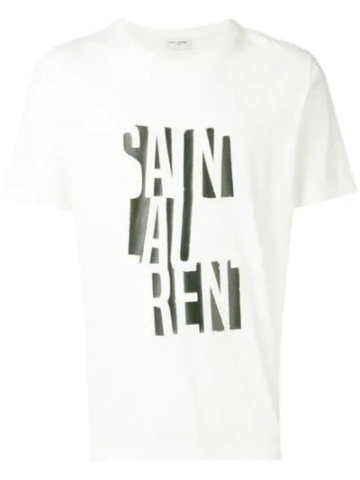 Saint Laurent Logo解构t恤 - 白色 In White