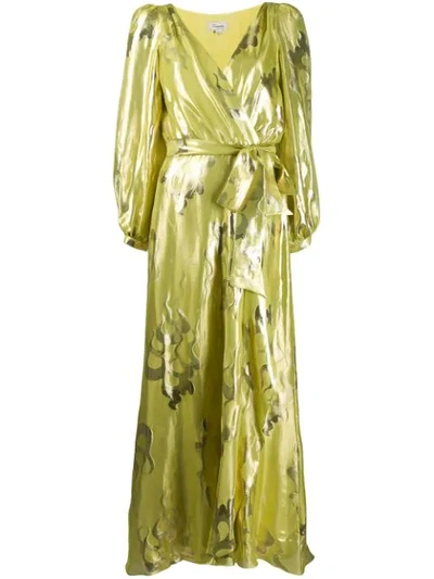 Temperley London Eda Wrap-effect Silk And Lurex-blend Jacquard Maxi Dress In Lemongrass