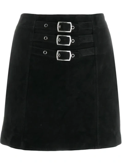Saint Laurent Buckle-embellished Mini Skirt In Black