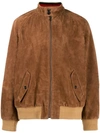 GUCCI GUCCI ZIPPED SUEDE JACKET - BROWN