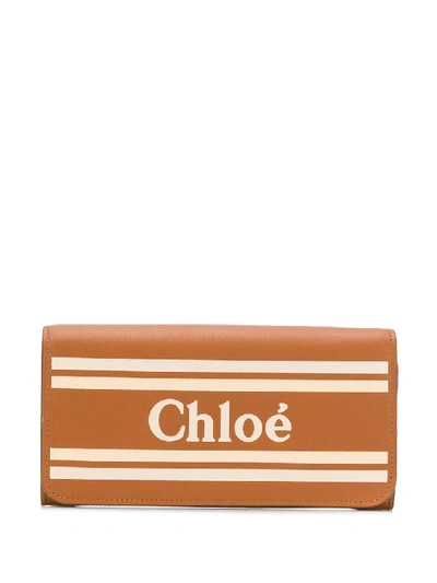 Chloé Logo Foldover Large Wallet In Nude