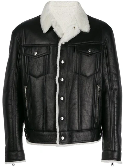 Balmain Shearling-lined Leather Flight Jacket In Black