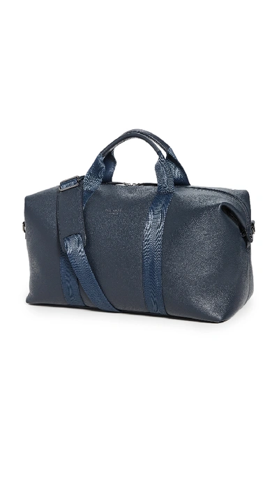 Ted Baker Holding Leather Duffel Bag In Navy