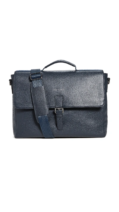 Ted Baker Departs Leather Briefcase In Navy