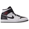 NIKE WOMEN'S AIR JORDAN RETRO 1 MID SE CASUAL SHOES IN WHITE / RED SIZE 8.5 LEATHER/SUEDE,2473072