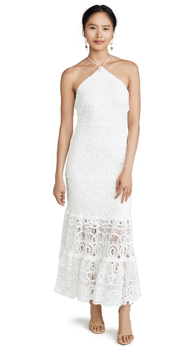 Alexis Yvonna Crocheted Halter Dress In White