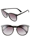 Longchamp 56mm Round Sunglasses In Black