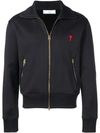 AMI ALEXANDRE MATTIUSSI ZIPPED SWEATSHIRT WITH HIGH COLLAR AND AMI HEART PATCH