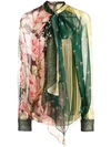 OSCAR DE LA RENTA MIXED PRINT BOW TIE SHIRT