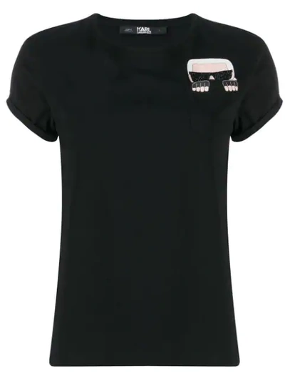 Karl Lagerfeld Rhinestone Karl Print T-shirt In Black