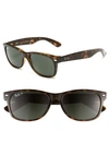 Ray Ban Ray-ban Unisex New Wayfarer Polarized Sunglasses, 52mm In Tortoise/dark Green Polarized