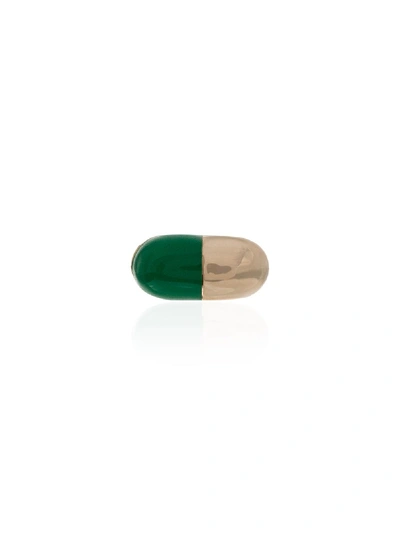 Alison Lou 14k Yellow Gold Pill Earring In Green