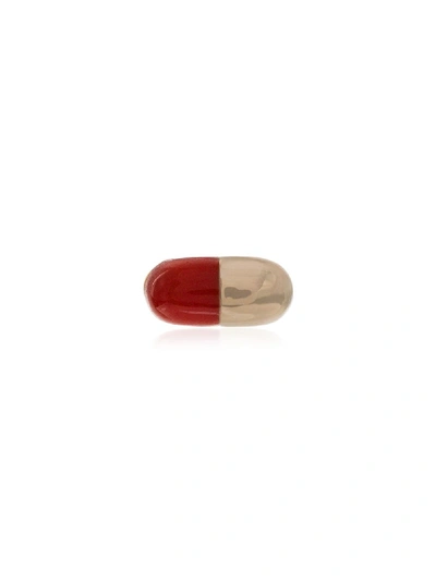 Alison Lou Pill 14kt Gold Single Stud Earring In Red
