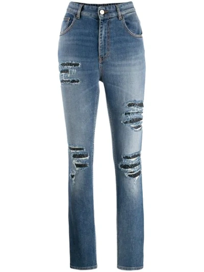 Just Cavalli Distressed Jeans In Blue
