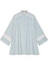 GUCCI GG EMBROIDERED DENIM DRESS WITH LACE