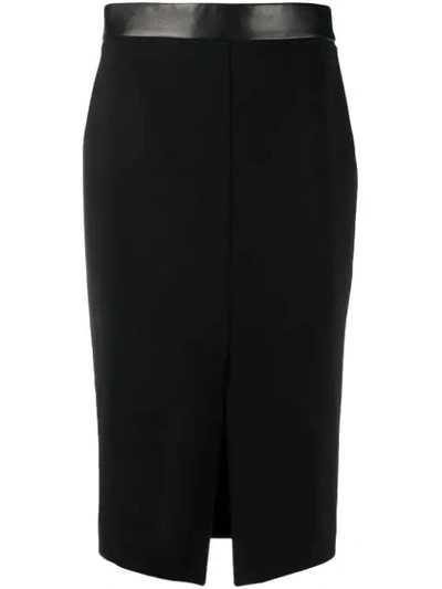 Tom Ford Leather-trim Pencil Skirt In Black