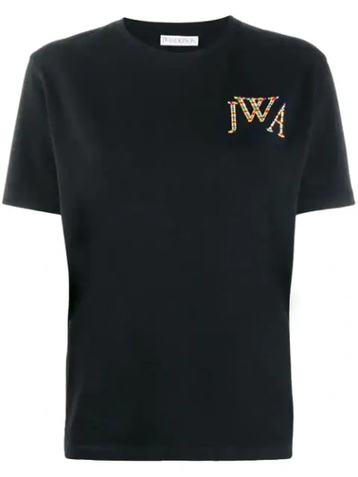 Jw Anderson “jwa”刺绣logo纯棉t恤 In Black