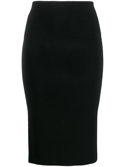 Norma Kamali High-waist Side-slit Pencil Skirt In Black