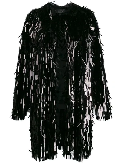 Norma Kamali All-over Sequin Trench Coat In Black