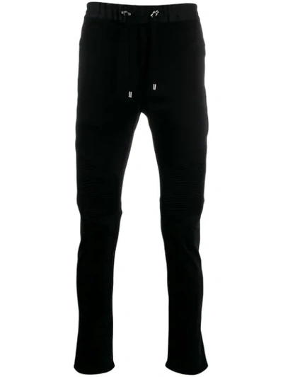 Balmain Ribbed Panel Track Trousers In Black
