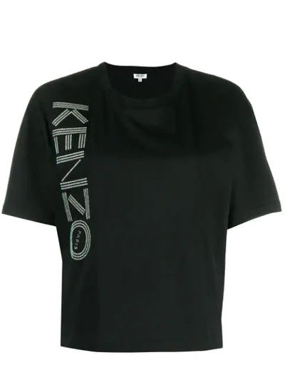 Kenzo Glitter Logo Print T-shirt In Black
