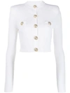 BALMAIN QUILTED CROPPED CARDIGAN