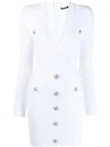 BALMAIN BUTTON EMBELLISHED QUILTED DRESS