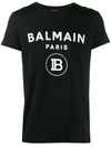 Balmain Logo Printed T-shirt In Black,white